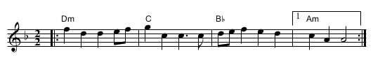 Parsons Farewell - staff notation