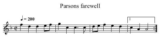 Parsons farewell - staff notation