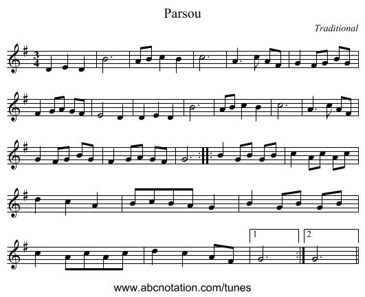 Parsou - staff notation