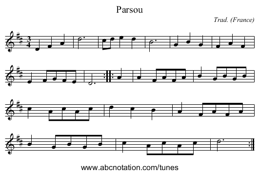 Parsou - staff notation