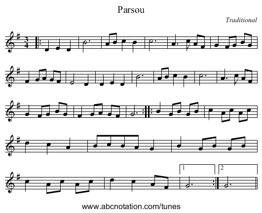 Parsou - staff notation