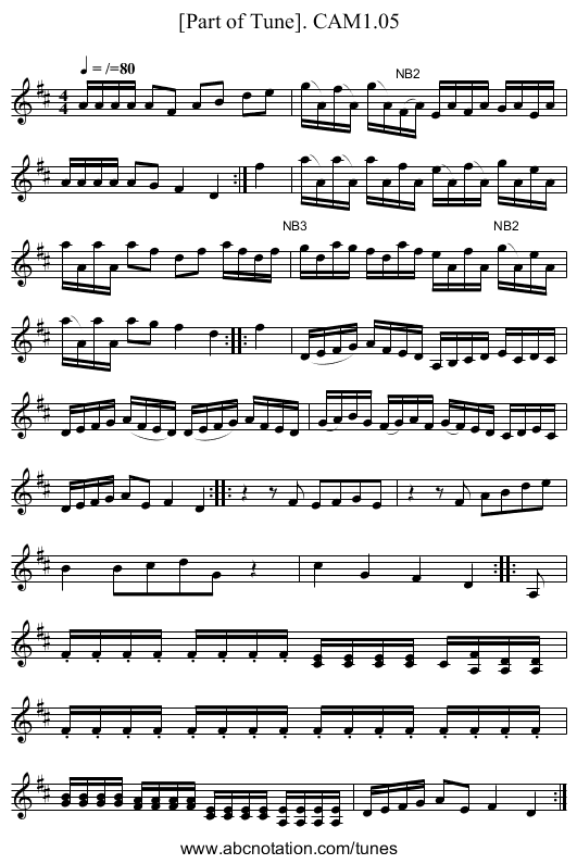 [Part of Tune]. CAM1.05 - staff notation