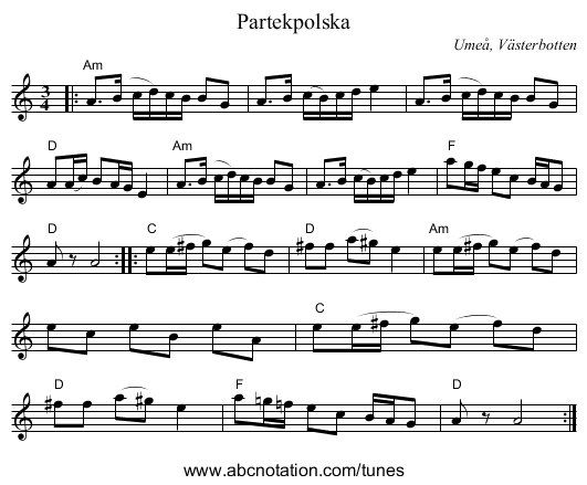 Partekpolska - staff notation