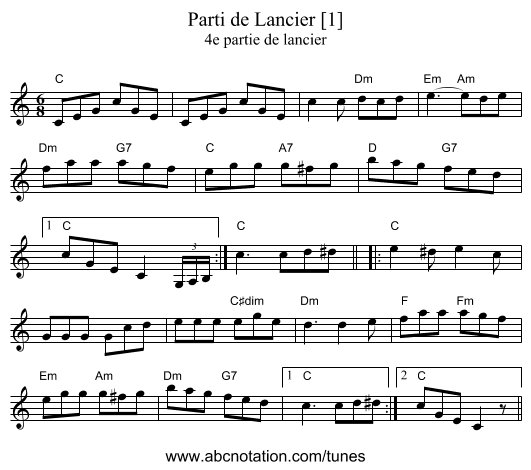 Parti de Lancier [1] - staff notation