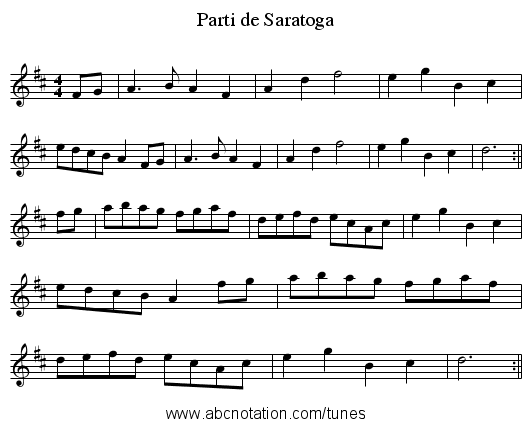 Parti de Saratoga - staff notation