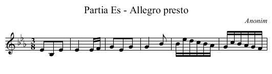 Partia Es - Allegro presto - staff notation