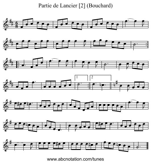 Partie de Lancier [2] (Bouchard) - staff notation