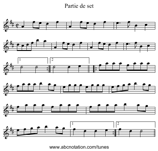 Partie de set - staff notation