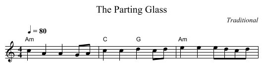 Parting Glass, The - staff notation