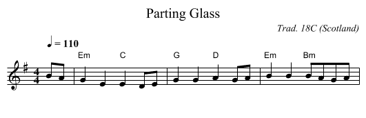 Parting Glass - staff notation