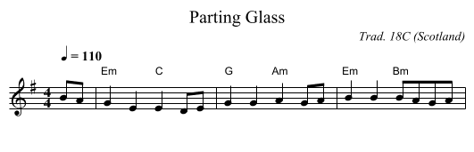 Parting Glass - staff notation