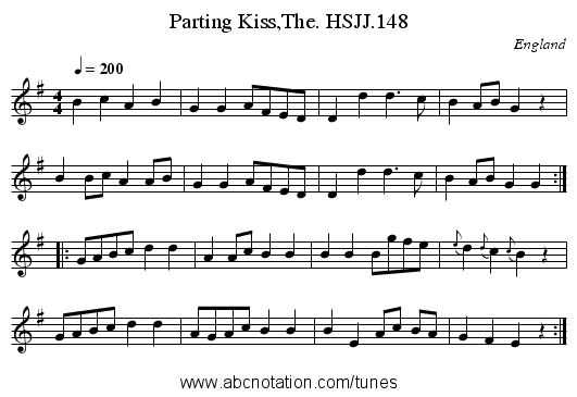 Parting Kiss,The. HSJJ.148 - staff notation