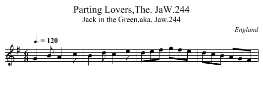Parting Lovers,The. JaW.244 - staff notation