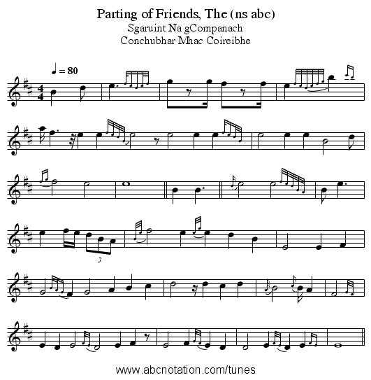 Parting of Friends, The (ns abc) - staff notation