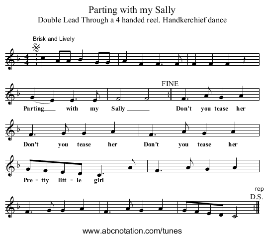 Parting with my Sally - staff notation
