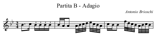 Partita B - Adagio - staff notation