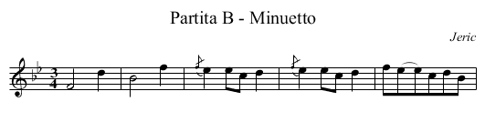 Partita B - Minuetto - staff notation