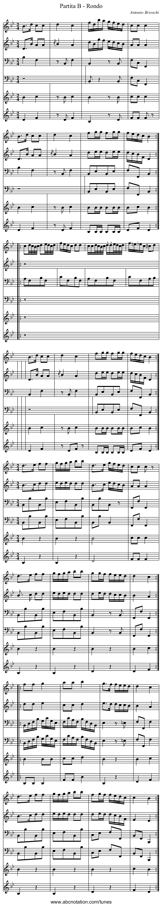 Partita B - Rondo - staff notation