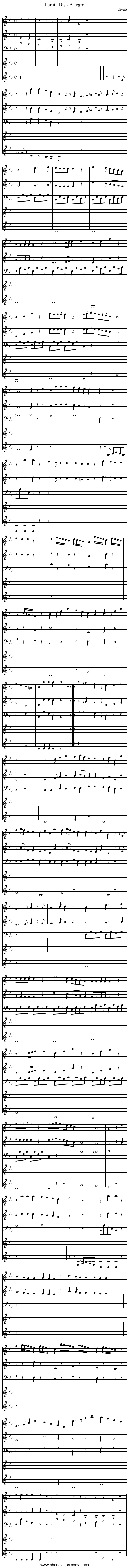 Partita Dis - Allegro - staff notation
