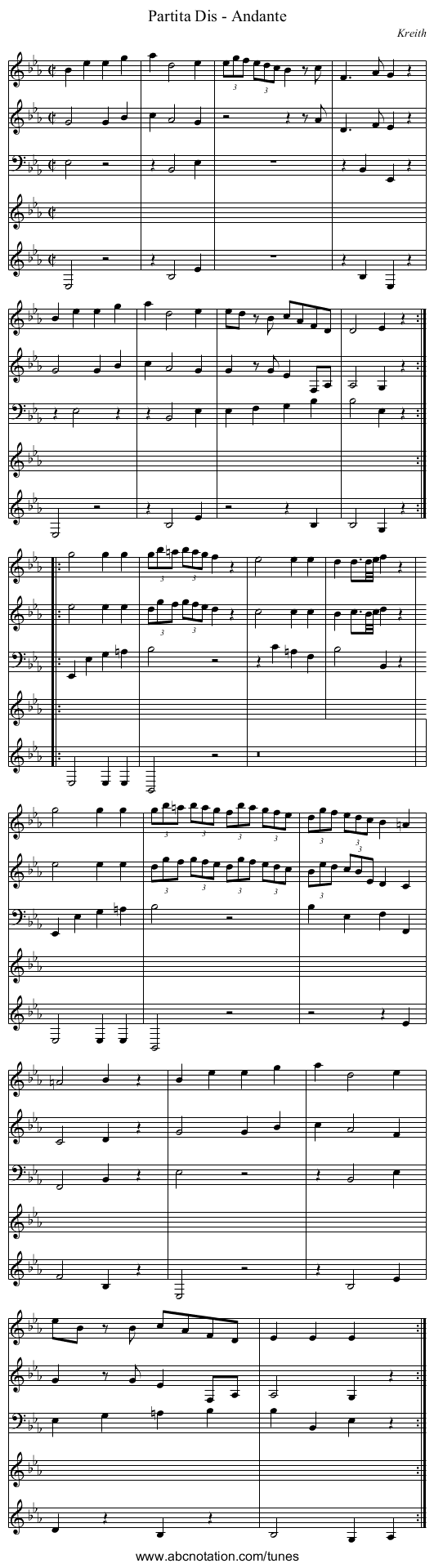 Partita Dis - Andante - staff notation