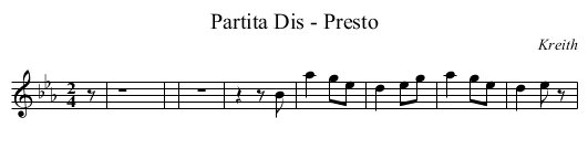 Partita Dis - Presto - staff notation