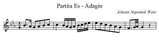 Partita Es - Adagio - staff notation