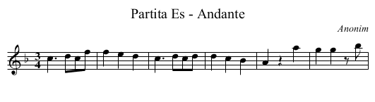 Partita Es - Andante - staff notation