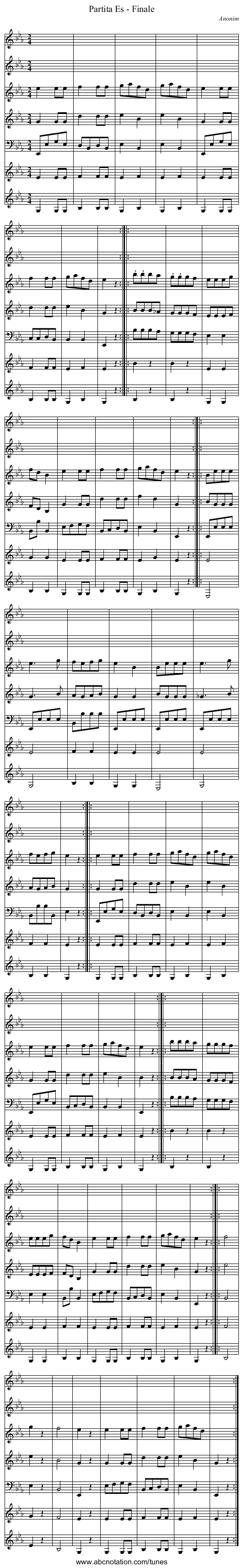 Partita Es - Finale - staff notation