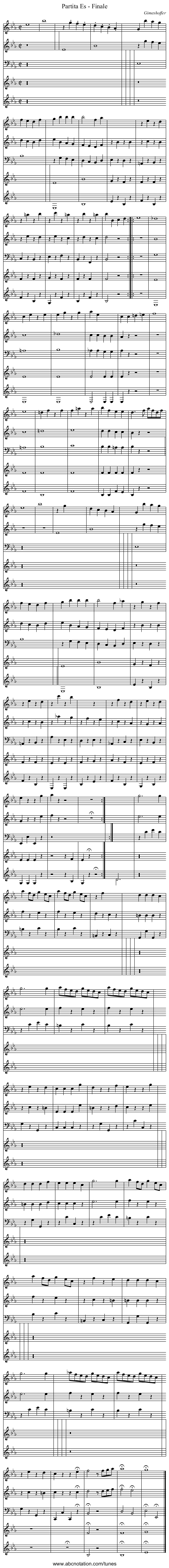Partita Es - Finale - staff notation