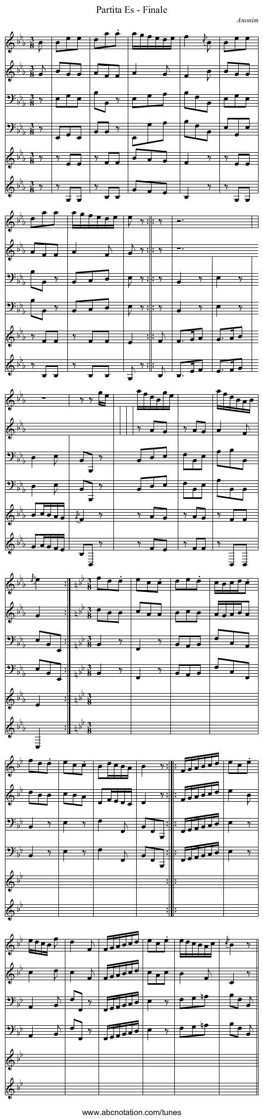 Partita Es - Finale - staff notation