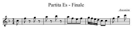 Partita Es - Finale - staff notation