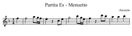 Partita Es - Menuetto - staff notation