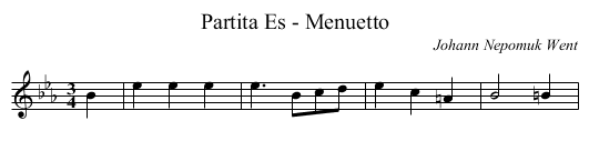 Partita Es - Menuetto - staff notation