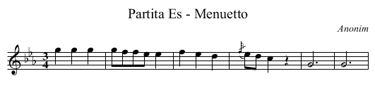Partita Es - Menuetto - staff notation