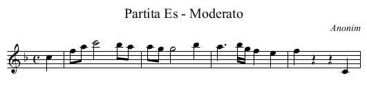 Partita Es - Moderato - staff notation