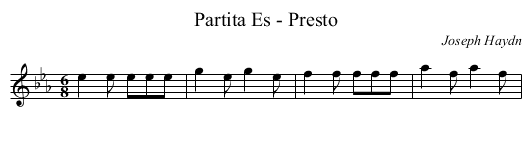 Partita Es - Presto - staff notation