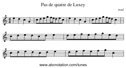 Pas de quatre de Luxey - staff notation