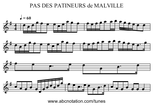 PAS DES PATINEURS de MALVILLE - staff notation
