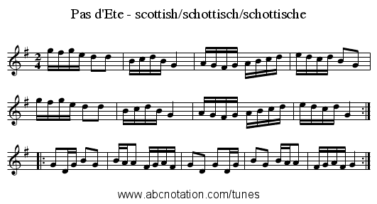 Pas d'Ete - scottish/schottisch/schottische - staff notation