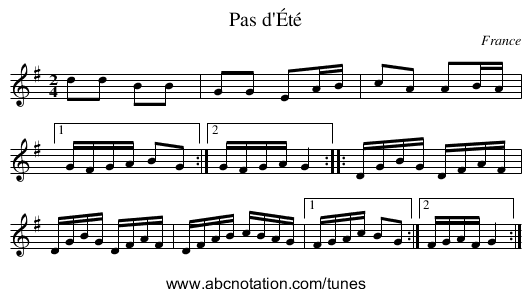 Pas d'Été - staff notation