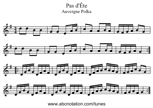 Pas d'Ête - staff notation