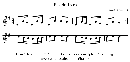 Pas du loup - staff notation