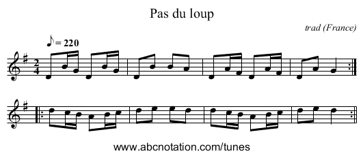 Pas du loup - staff notation