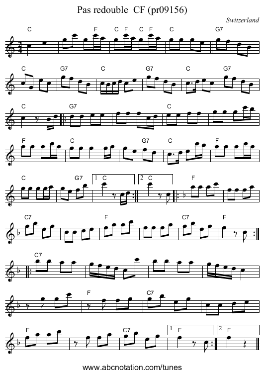 Pas redouble  CF (pr09156) - staff notation
