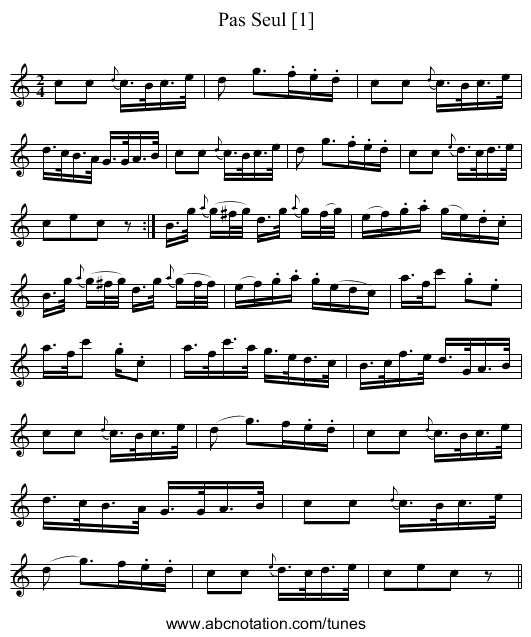 Pas Seul [1] - staff notation