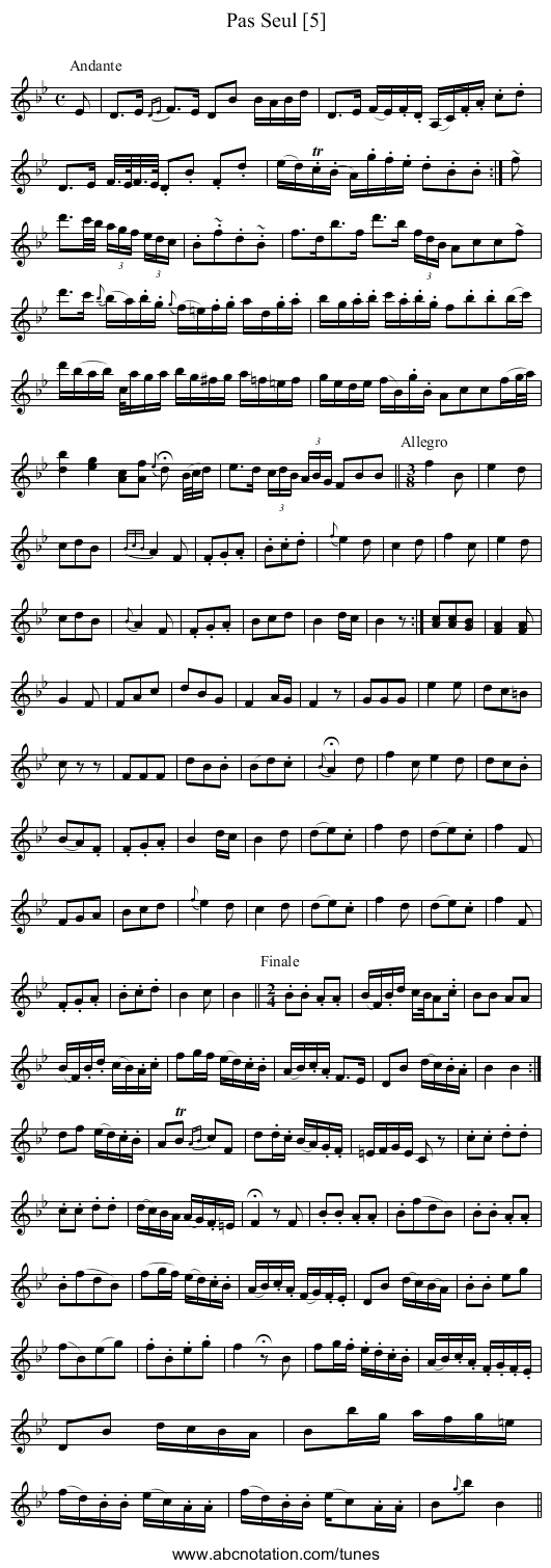 Pas Seul [5] - staff notation