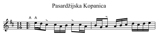 Pasard&zcaron;ijska Kopanica - staff notation