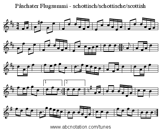 Påschater Flugsummi - schottisch/schottische/scottish - staff notation