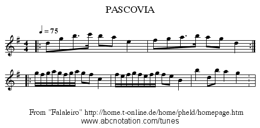 PASCOVIA - staff notation
