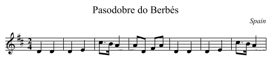 Pasodobre do Berbés - staff notation